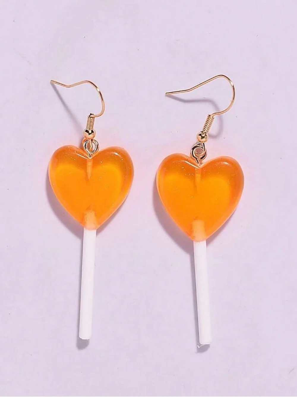 TWO Pairs Heart Summer Vacation Style Orange Earrings Personalized Sweet